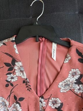 Collection B Mauve Floral V-Neck Smocked Dress